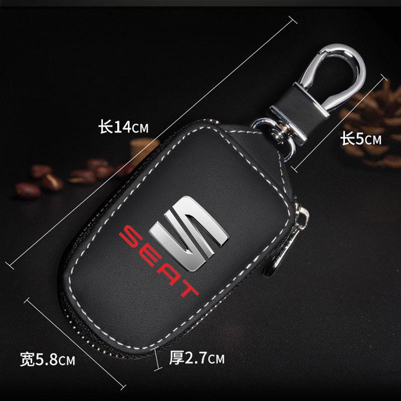 mszh8 Car Keychain Bag Housekeeper Zipper Organizer Key Case For Seat Leon Ibiza Alhambra Exeo Altea Arona Mii IBL Car Accessories