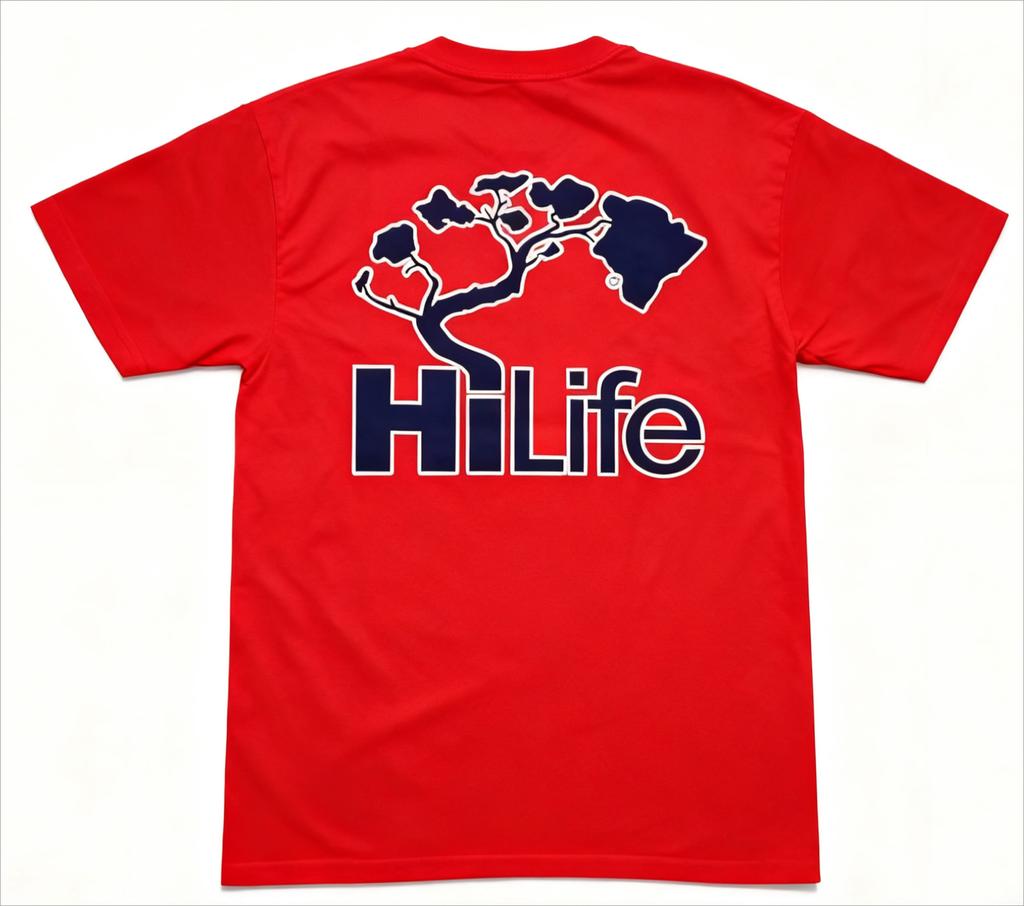 HiLife Tree Graphic Red 100% Cotton Fashion T-Shirt Lifestyle Culture Tee for Hawaii Enthusiasts and Life Style Trend Seekers