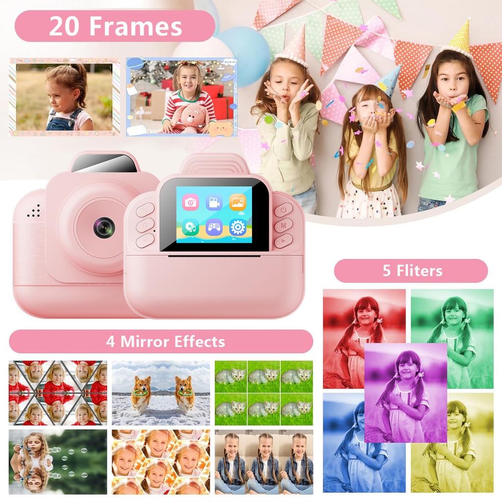Kids Camera Instant Printing High-Definition Thermal Paper Toy Capture Print on the Spot Fun Children's Favorite