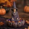 Gruselige Schmuckschale Halloween Gesichtlose Hexe Aufbewahrungsschale, Harz Kürbis Süßigkeitenschale, Figur Retro Aschenbecher Schreibtisch-Organizer für Süßigkeiten Schlüssel