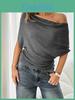 Summer Womens T Shirt With Modale Fabric Short Sleeve One Shoulder Casual Style For Daily Wear