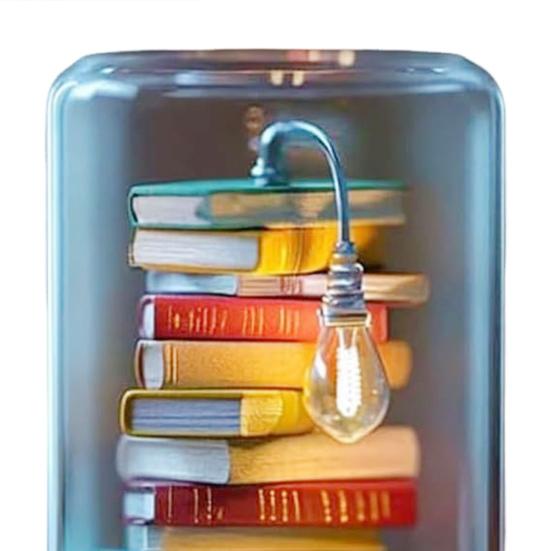 Reading In Tube Night Light Miniature Reader Figurine Statue Home Office Desktop LED Decorative Lamp Ornament Book Lover Gifts