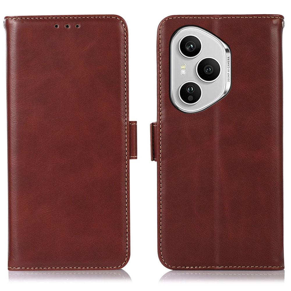 Für Honor 400 Pro 5G (Global) Hülle RFID-Blockierung Echtes Rindsleder Geldbörse Handyhülle