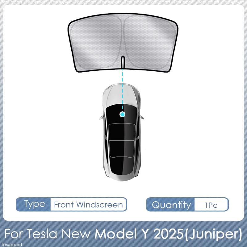 For Tesla Model Y Juniper 2025 Accessories SunShades Roof Sunshade Sunroof Upgrade Graphene Windshield Sunshades Privacy Curtain