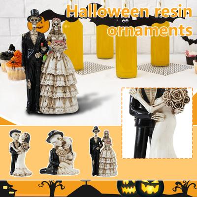 Halloweenowy Szkieletowy Pan Młody i Panna Młoda Ozdoba Dekoracyjna z Żywicy