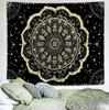 Black and Gold Mandala Tapestry Astrology Space Hippie Bohemian Floral Medallion Tapestry Wall Hanging Aesthetic Psychedelic