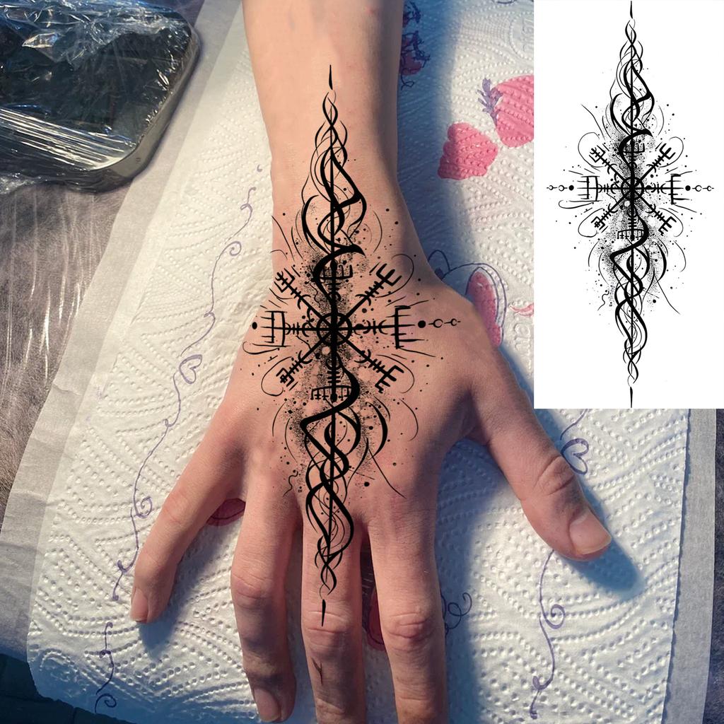 1 Foglio Tatuaggi Temporanei Vichingo Maori Drago Totem per Uomo Avambraccio Collo, Adesivi Tatuaggio Finti Temporanei Impermeabili Tatuaggi Realistici