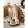 White cartoon warm thick-soled snow boots 2025 new winter piled and thickened fluffy Birkenstock cotton shoes