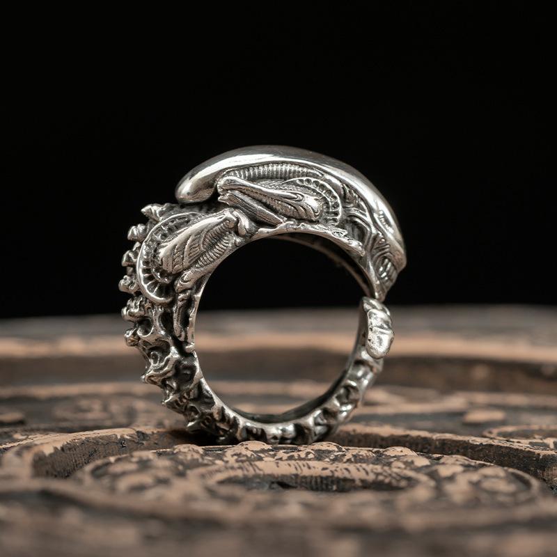 XIYANIKE Hip Hop Retro Teschio Alieno Anelli Regolabili Per Uomo Donna Moda Nuovo Anno Gioielli Accessori Regalo Festa anillos mujer