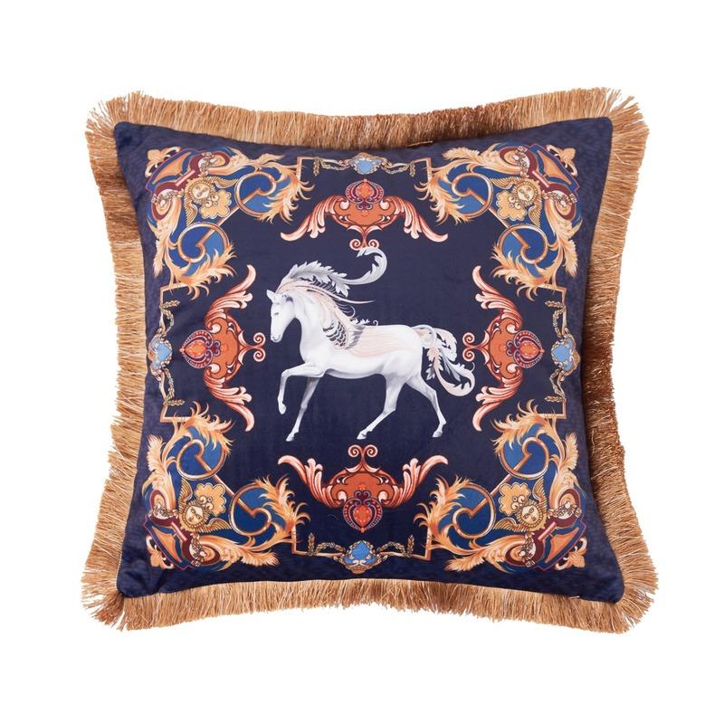 

Чехол для подушки в стиле ретро с изображением животных джунглей, роскошная золотая атласная наволочка с кисточками и бахромой, тигровый леопард, диван, домашний декор 450mm*450mm