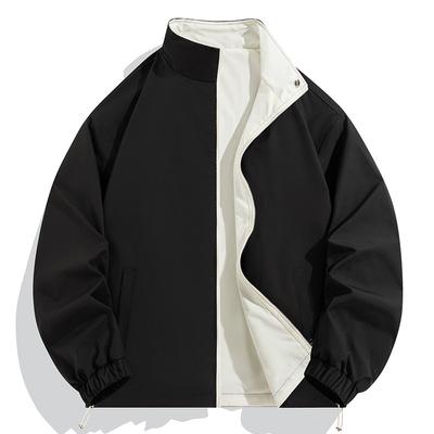 Doppelseitige Revers-Jacke im Hongkong-Stil für Paare Frühling und Herbst Locker Einfarbig Vielseitige Freizeitjacke