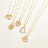 18k Gold Zircon Heart-Shaped Copper Necklace with Diamond Accents Clavicle Chain