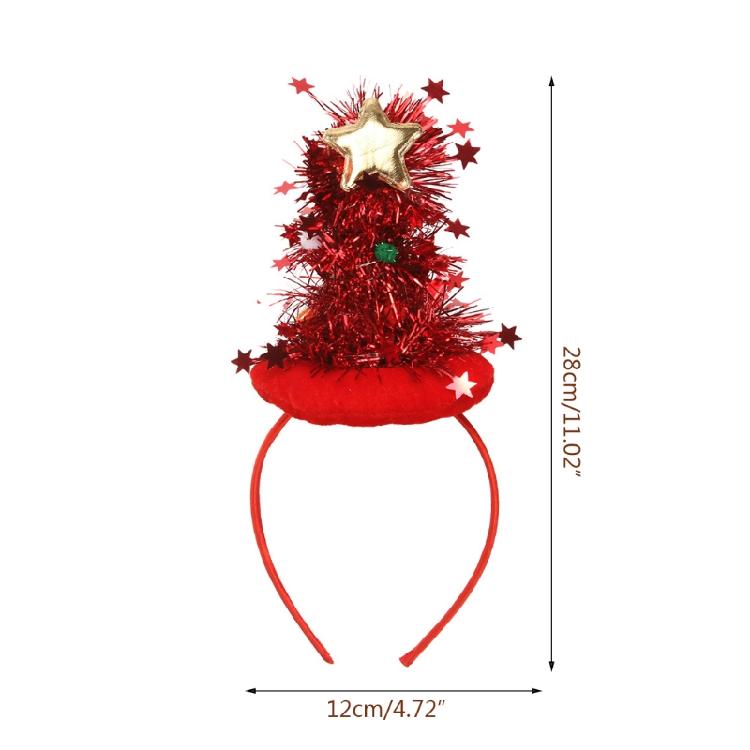 Christmas Hair Bands Glitter Santa Hat Headband Glowing Holiday Party Favor