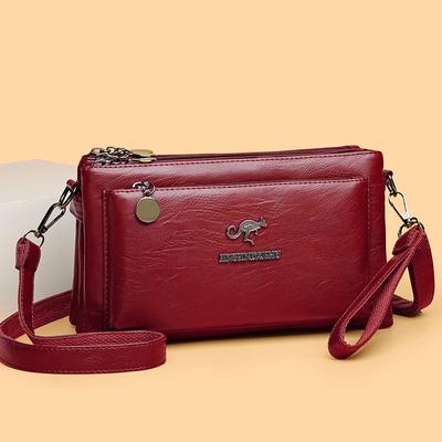 Bolsa feminina multicamadas couro macio bolsa de mãe bolsa de meia idade bolsa transversal bolsa de ombro pequena