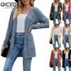 Damskie kurtki i płaszcze w stylu vintage casual w jednolitym kolorze, z nadrukiem, jesień/zima, z długim rękawem