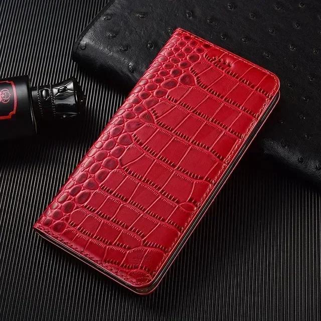Custodie Per SAMSUNG Galaxy S24 S23 S22 S21 S20 Plus Ultra FE 5G Custodia a Libro Coccodrillo Vera Pelle di Mucca Coperture Portafoglio Magnetiche