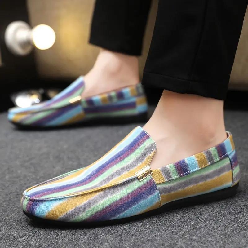 Fashion Man Shoe Plus Big Size Stripe Moccasin Sneakers Trends 2025 In Promotion Footwear Offer Adults 44 Elegant Casual Shoes for Men