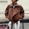 Women's Retro Y2K Brown Short Coat - Spring & Autumn Fashion Loose Jacket