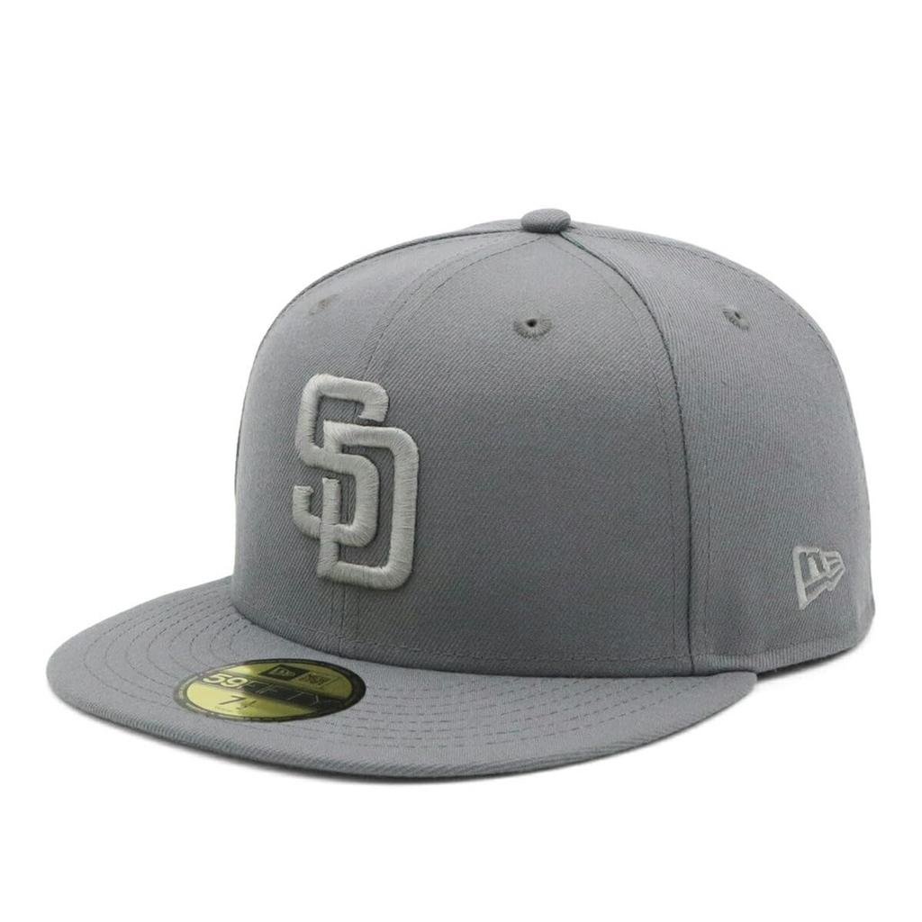 New Era 59FIFTY Cap MLB San Diego Padres SD Storm Gray Tonal ONSPOTZ and 5950 Straight Flat Popular Size Stickers Large and Small Sizes Everyday