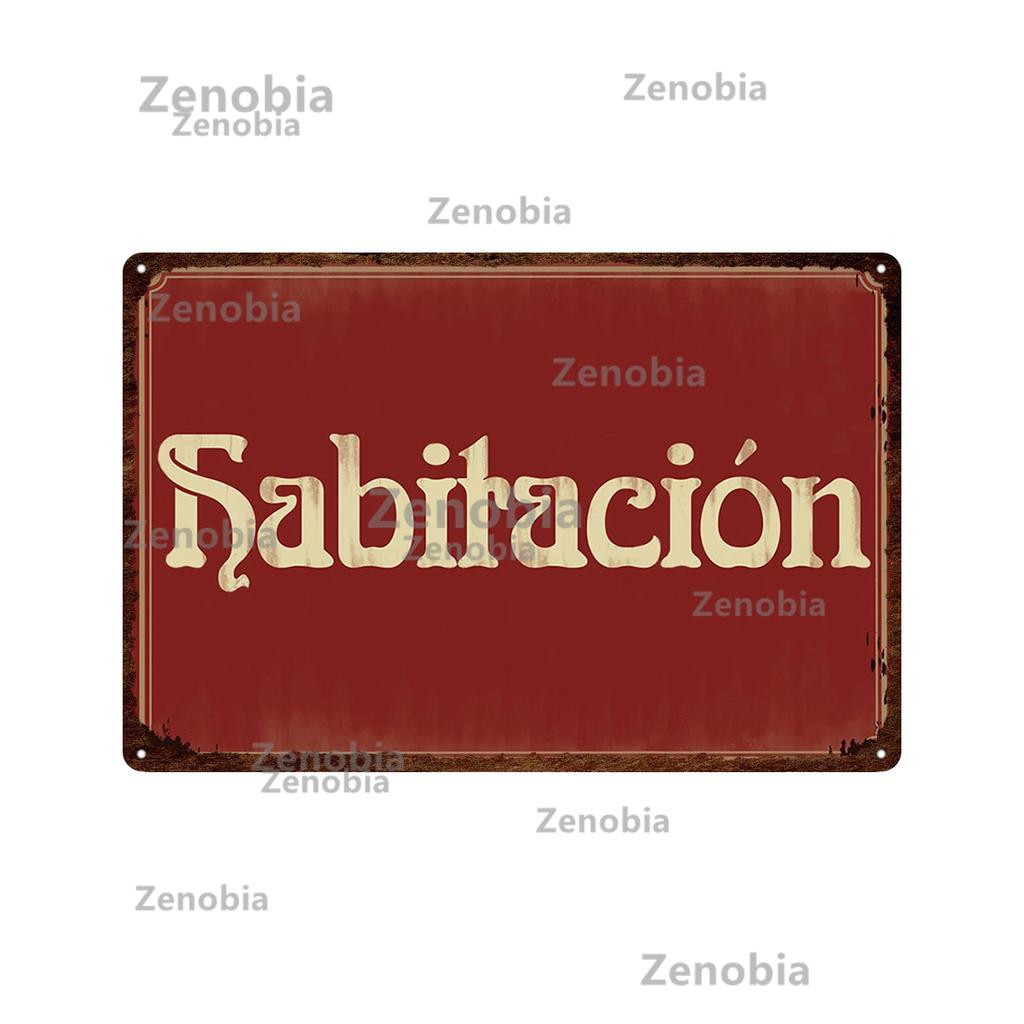 Zenobia Home Decor Spanish Sign Vintage Metal Poster Bar Pub Club Hogarena Bano Man Cave Wall Art Iron Painting Decorative Plate