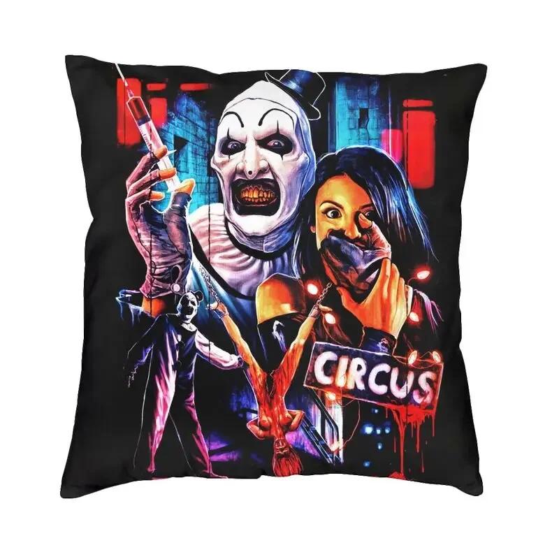 Horror Clown Halloween Movie Terrifier Cushion Cover Velvet Pillow Case Sofa Chair Square Pillowcase Living Room Decoration
