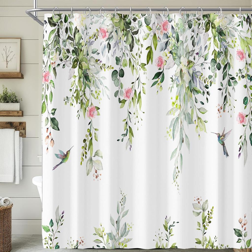 Red Floral Blossom Shower Curtain for Bathroom Plum Asian Japanese Cherry Blossoming Weeping Flower Bathtub Decor Waterproof