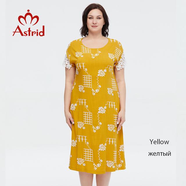 Astrid Women's Summer Dress 2023 Elegant Dress Long Cotton Oversize Office Embroidery Pattern Lace Cuff Design New In Dresses