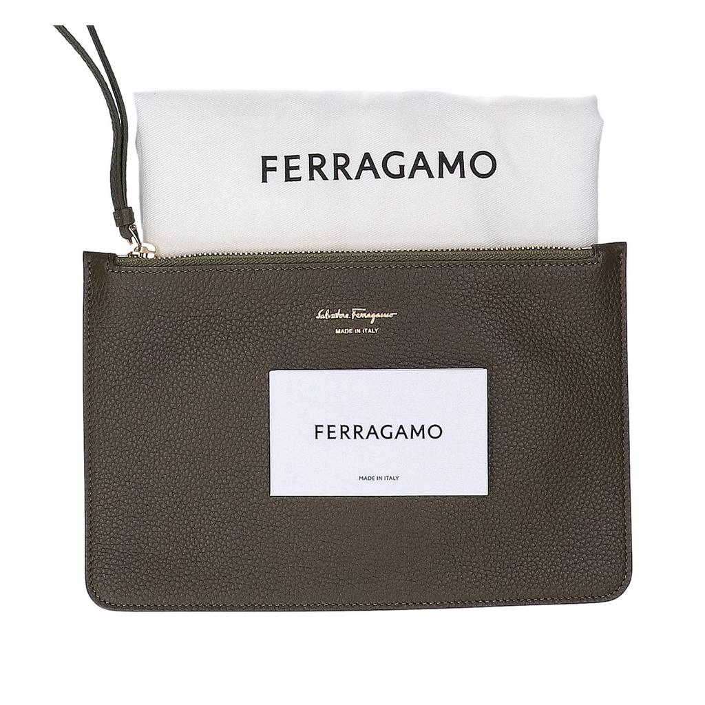 Salvatore Ferragamo DH-21 H159 THE STUDIO SMALL Calfskin Gancini Hardware 2WAY Handbag NEW OLIVEUsed