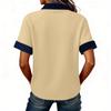 Denim Patchwork Shirts For Women Stand Collar Casual Blouse Short Sleeve Comfy Tshirt Spring Summer Fashion