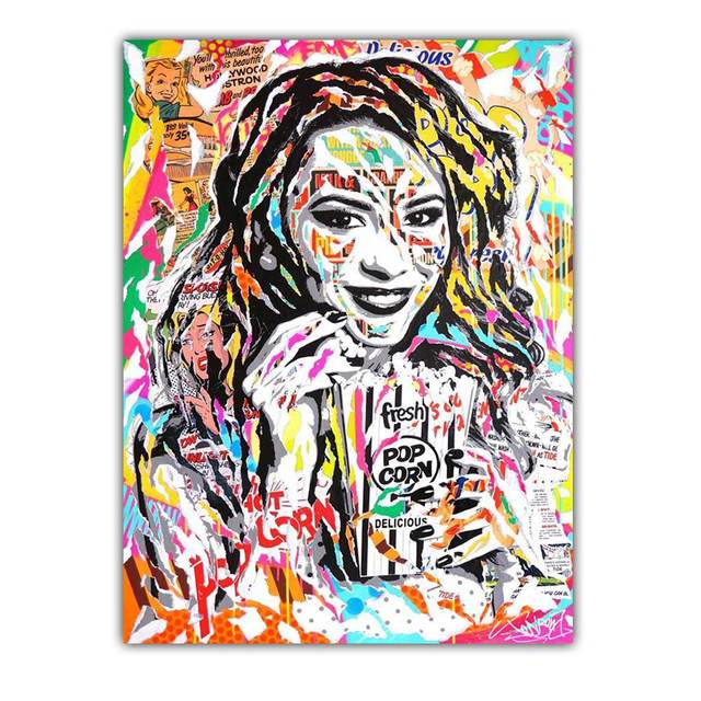 Nowy Graffiti art abstrakcyjna figura na płótnie malarstwo kultura uliczna wall art kobiety kolor plakat biuro salon home decoration mural bez ramki!