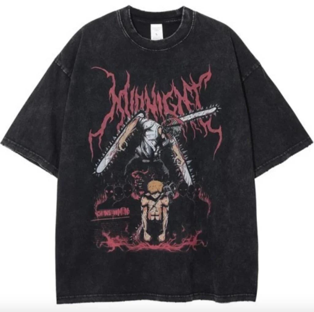 Kettensägenmann Power Blutdämon Anime T-Shirt 2026 Sommer Vintage Gewaschen Unisex Baumwolle Lockere Passform Kurzarm Streetwear Grafik