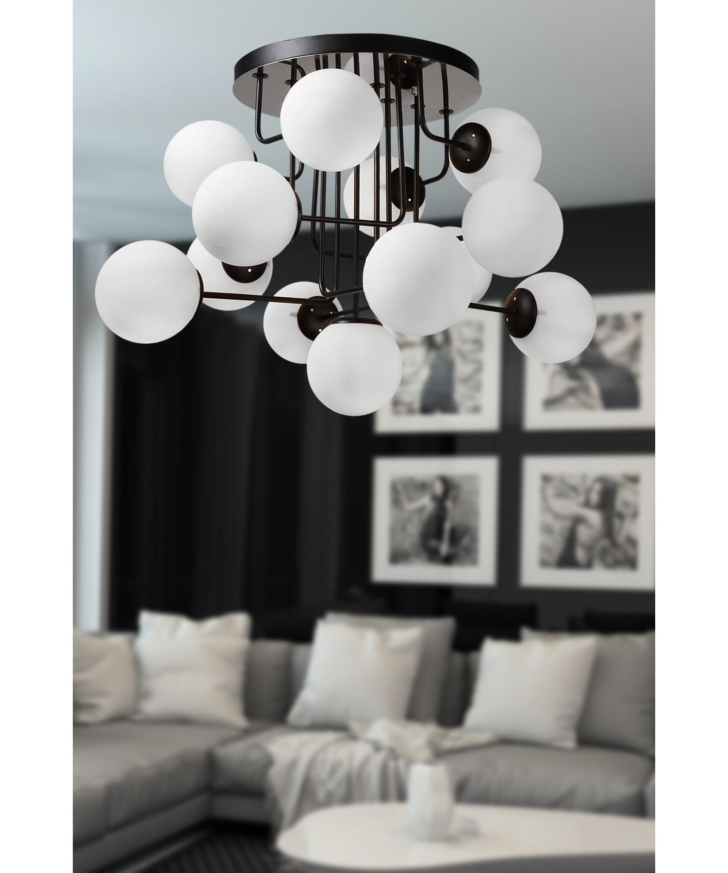 

Стеклянная люстра Hazeran 13th Black and White Globe