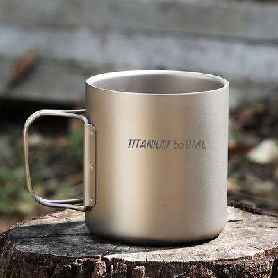 220ml/330ml/450ml/550ml Titanový hrnek na vodu s dvojitou stěnou Hrnek na kávu a čaj pro venkovní domácí kancelář