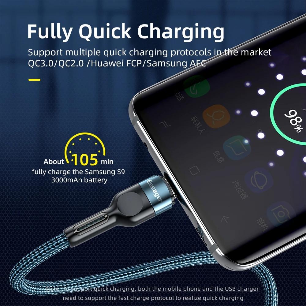 Essager 3A USB Type C Cable Micro USB Fast Charging Data Cable Mobile Phone Charger USB C Microusb Wire Cord For Samsung Xiaomi