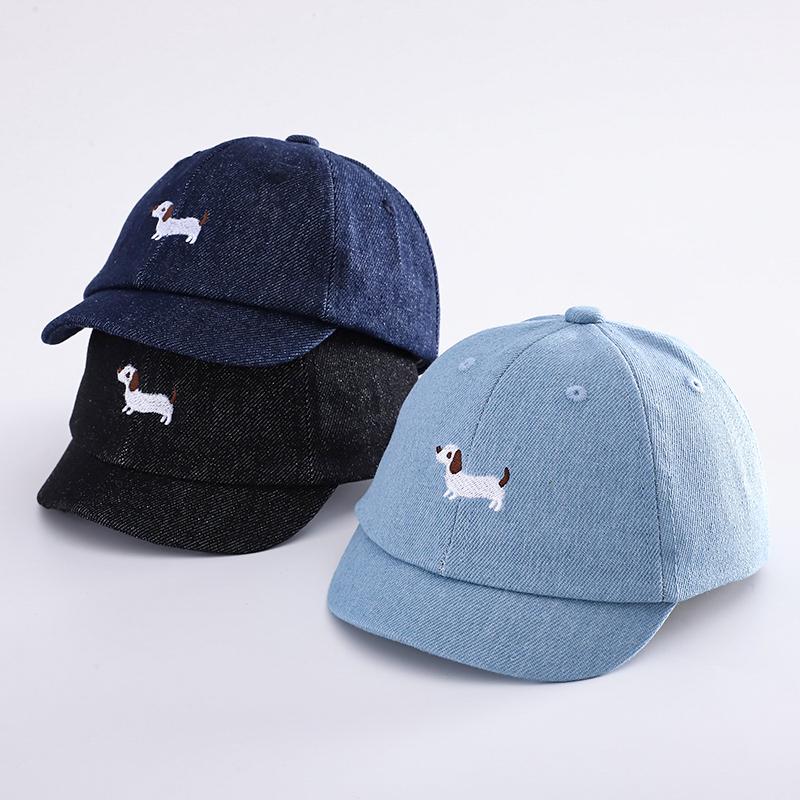 Jungen Denim Baseballkappe 48-50cm 1-3 Jahre Frühling Sommer Breiter Rand Mädchen Sonnenschild Mütze Verstellbar Buchstabenstickerei Kinderkappen