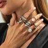 SHIXIN 7Pcs/Set Fashion Geometric Irregular Open Rings Women Simple Imitation Pearl Adjustable Knuckle Rings Set Party Jewelry