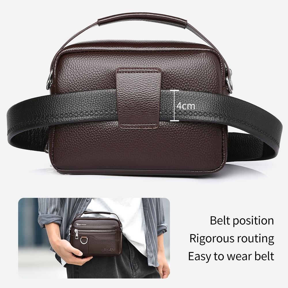 WEIXIER Men's Leather Messenger Bag Waterproof Crossbody Shoulder Bag Briefcase Satchel Travel Work Bag