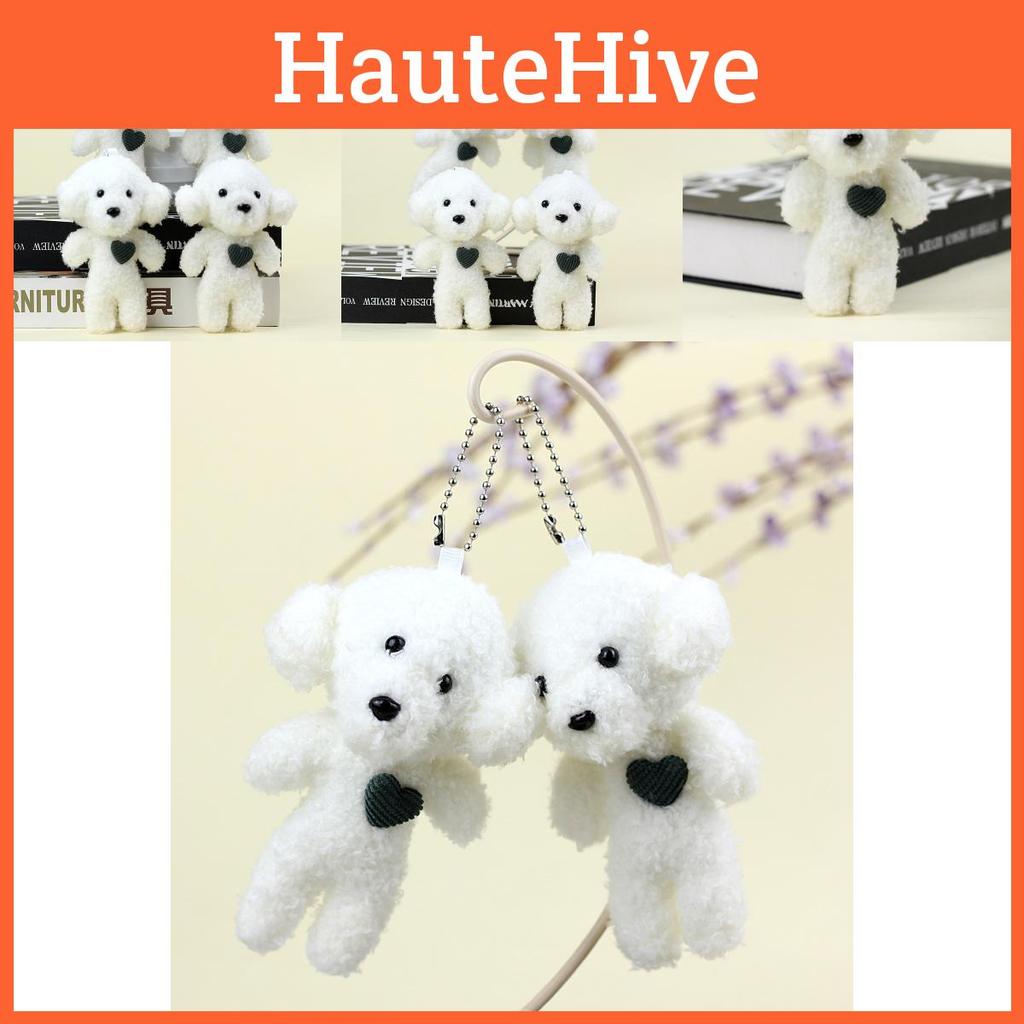 Cute Miniature Teddy Dog Plush Keyring Stuffed Poodle Toy Heart-shaped Puppy