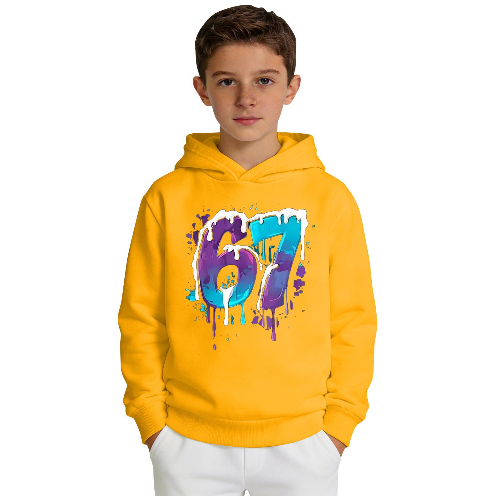 

Boys Printed Hooded Long-Sleeve Sweatshirt Casual Sports Comfort Sweatshirt 160 жовтий