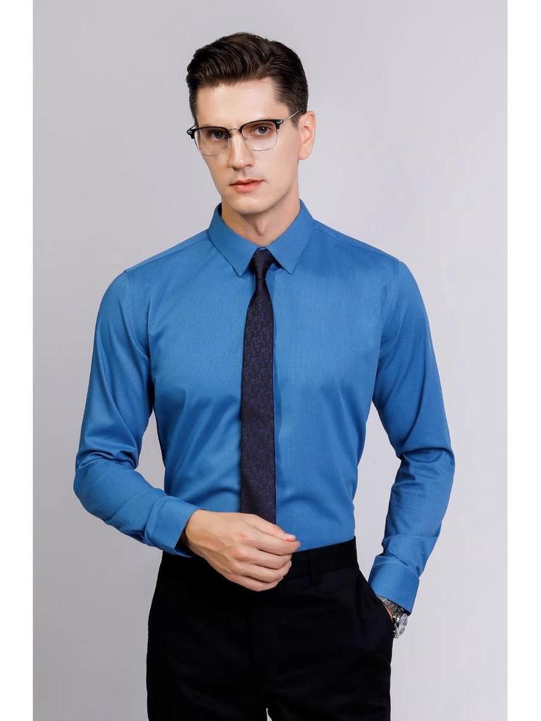 Bamboo Fiber Iron-Free Long Sleeve Korean Style Casual Men's Shirt