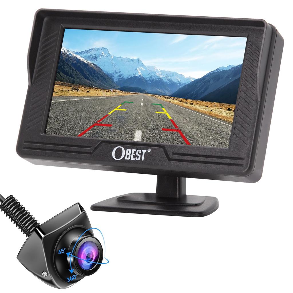OBEST Latest inch LCD Monitor 1080P Back Camera Monitor Set 5 Types DIY Guideline Angle Adjustable Ultra Night Vision Function Positive Image Mirror