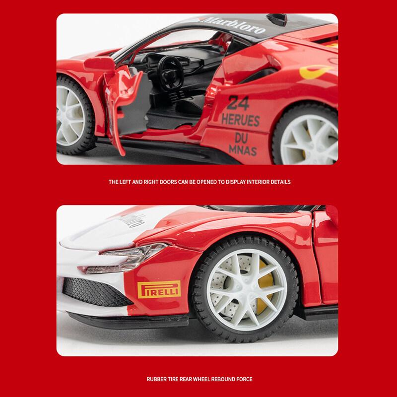 1/32 skala SF90 Supercar Metall Druckguss Legierung Spielzeug Auto Modell Lkw Für Kinder Spielzeug Fahrzeuge Hobbies Sammlung