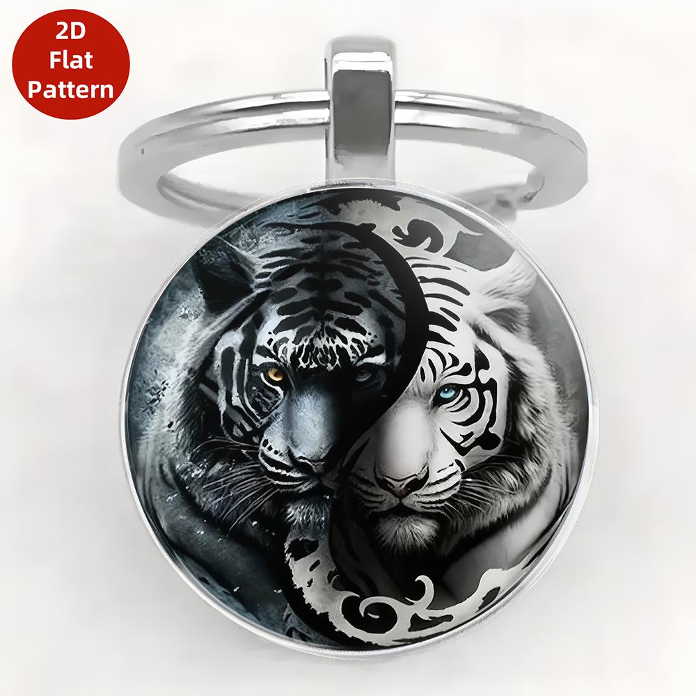 Tai Chi Dragon/Tiger Bagua Time Gem Keychain Pendant - New European/American Style