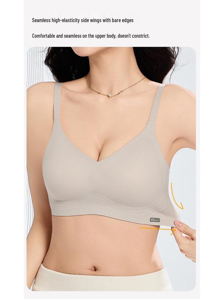 Breathable Soft Support Bra for Small Breasts - No Underwire, with Side Gathering and Jelly Strips for Lift