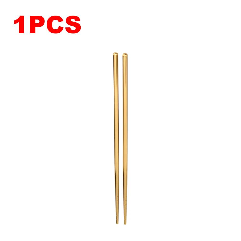 Reusable Household Stainless Steel Chopsticks Portable Non-slip Food Sticks Environmental Protection Colorful Dishware Gifts