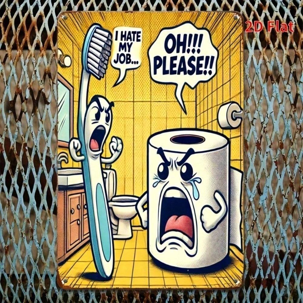 Vintage Metal Wall Art Funny Bathroom Sign