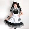 JUNDOMECY Cute Checkered Maid Plus Size Maid Short Black and Photo School Party Costume, High-Quality Set, Small, Cosplay, Sleeves, Ruffles, White,
