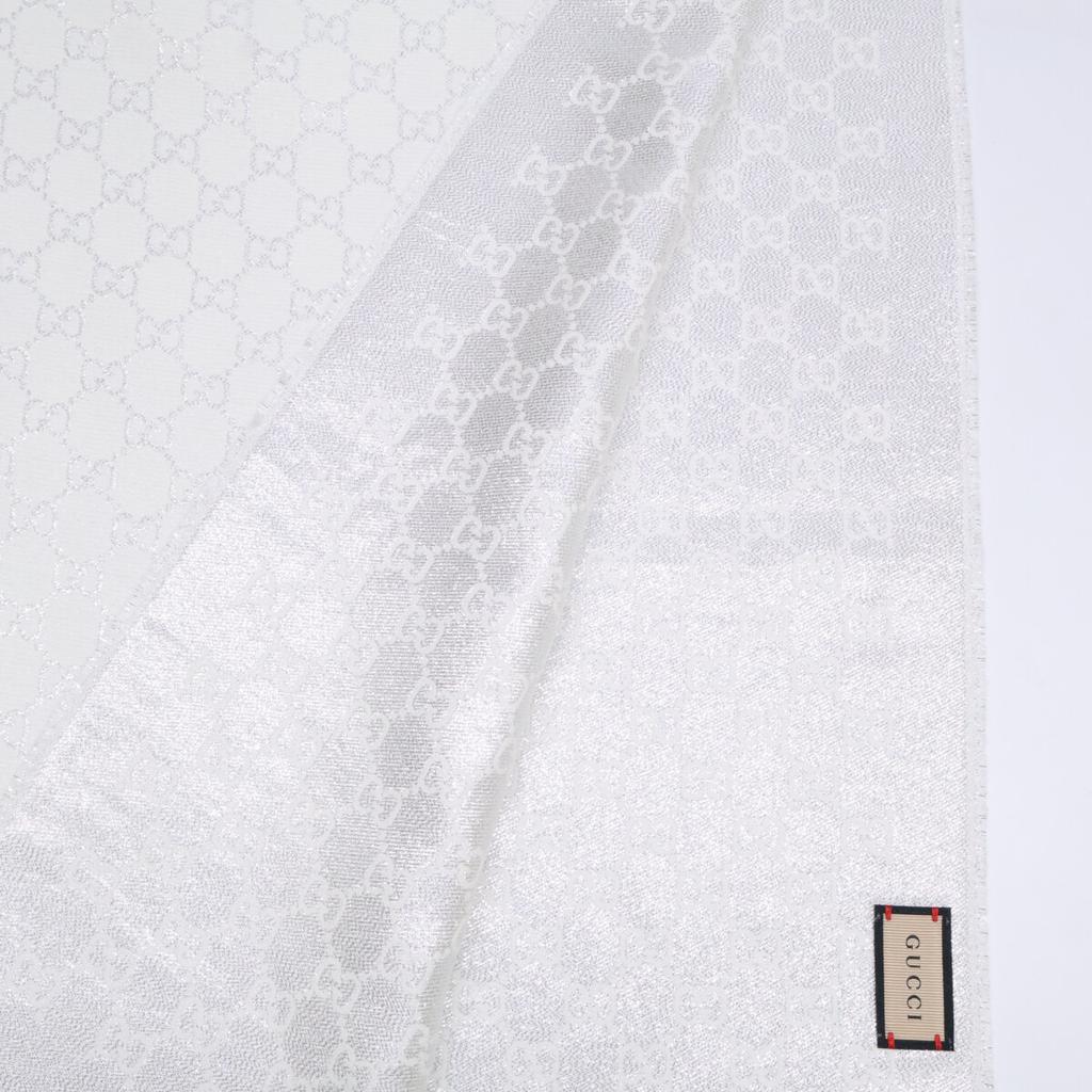GUCCI Excellent condition, domestically authorized 623161 GG glitter large size stole White x silverUsed