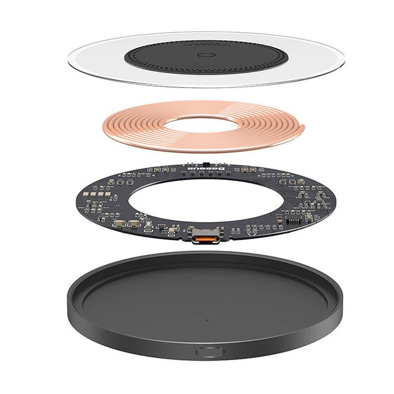 Kabelloses Induktionsladegerät Baseus Simple 2, 15W Mit USB-C zu USB-C Kabel (Schwarz)