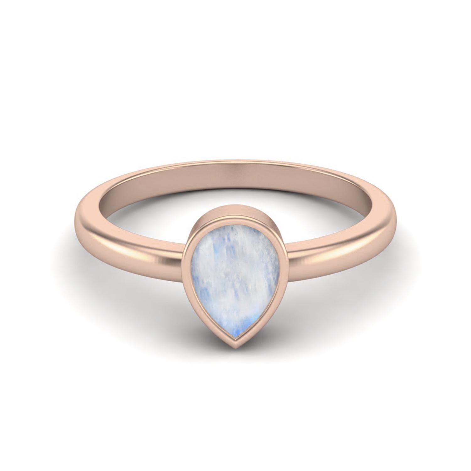 

0.75 Cts Pear Shape Moonstone 925 Sterling Silver Rose Vermeil Solitaire Women Engagement Rings 9 Яскраво-рожевий
